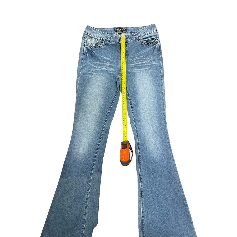 Cato Premium Contemporary Flare Jeans Light Wash Braided Pocket Blue Womens 8 - Picture 5 of 9